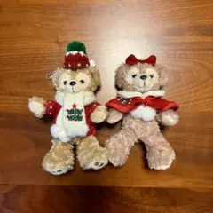 ダッフィー　シェリーメイ　ぬいぐるみバッジ　クリスマス