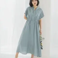 ROSSO ウォッシャブルセミシアーキーネックワンピース