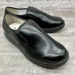 485【極美品】stefano rossi 黒レザースリッポン30cm EEE