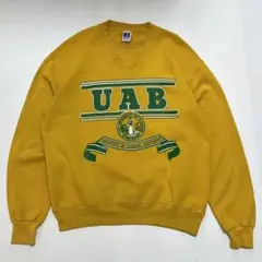 90s ラッセル USA製 スウェット L からし色 カレッジ 3段 7056