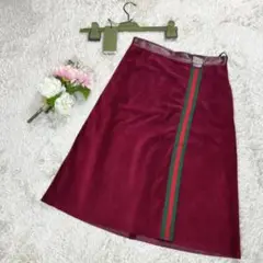 GUCCI ロングスカート シェリーライン GGマーモント スエード レザー