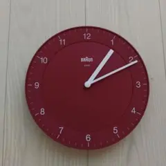 【ジャンク品】BRAUN ブラウン　掛け時計 BC06R 赤　直径20cm