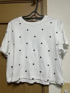Honeys ホワイト ドット柄 半袖Tシャツ L