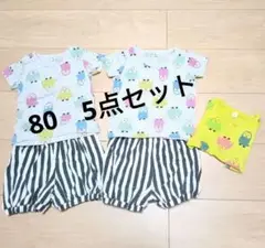 5点セット☆動物柄Tシャツ＆ショートパンツセット 80
