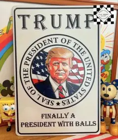 トランプ大統領 ① ブリキ看板　アメリカン雑貨　ドナルドトランプ　USA