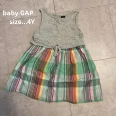 【babyGap】ノースリーブワンピース 4Y グレー/マルチカラー