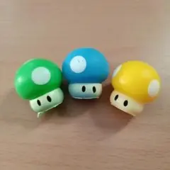 ミニチュア キノコ フィギュアセット（緑・青・黄）