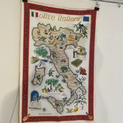 イタリア オリーブ 地図 布製　82×53cm大判　イタリア製
