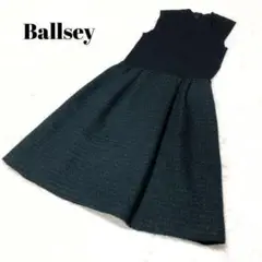 Ballsey ボールジィ ツイード ノースリーブ ワンピース リブニット 38