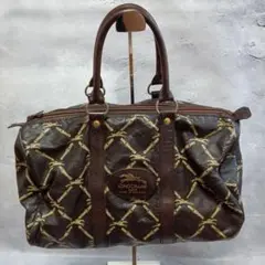 LONGCHAMP レディース ハンドバッグ 総柄 茶 ロゴ ミニポーチ付き♡