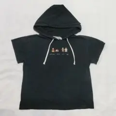 Viva cashy フード付き 半袖ブラックパーカー 140cm