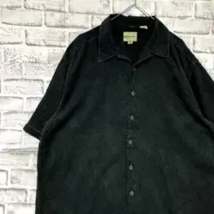 半袖シルクシャツ！アロハ　ブラック2XL 72