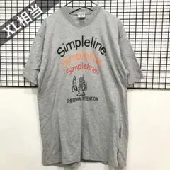 A467 プリント　デザイン　tee コットン グレー　メンズ　XL相当