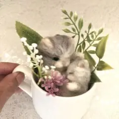 羊毛フェルト 猫　親子2匹セット