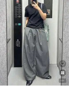 nugu Typro ピンタックワイドスラックス ブラック Mサイズ