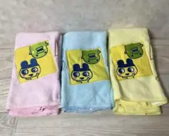たまごっち　マイクロファイバーフェイスタオル　3枚セット(ピンク・青・黄）