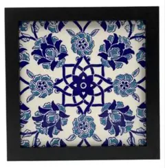 美品　トルコタイル　イズニックタイル　タイルアート　花模様　25カ422