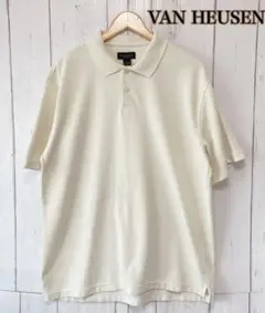 90s Van Heusen ヴァンヒューゼン　クリーム色 ポロシャツ　サイズL