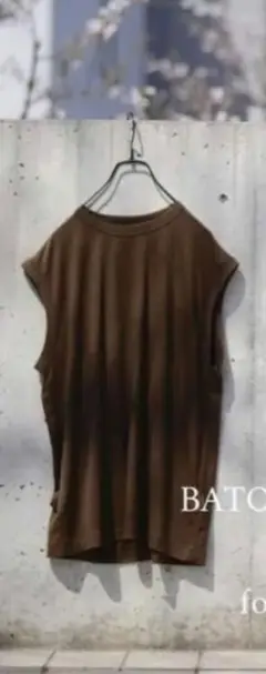【BATONER】 別注 washable wool no sleeve tee