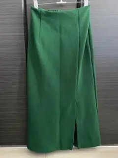 グリーン スリット入り ロングスカート