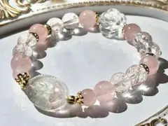 （381)ローズクォーツ♡フローライト薔薇♡ピンクアイリス♡ブレスレット♡天然石