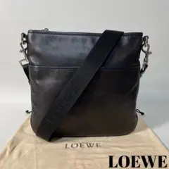 2210-59|美品|ロエベ アナグラム ショルダーバッグ 本革 ダークブラウン