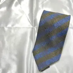 【美品】メンズ ネクタストライプ柄 ブルー×グレー
