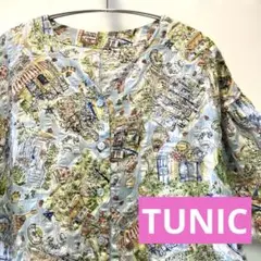 【TUNIC鴨居羊子】綿ローンサッカーの5部袖ワンピース　フリーサイズ