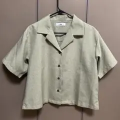 WEGO オープンカラー クロップドシャツ クロップド丈 オリーブグリーン