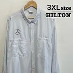 USA古着　HILTON　ワークシャツ　3XL　長袖　ホワイト　メルセデスベンツ