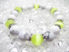 〇【イエローキャッツアイ×ハウライト】天然石ブレスレットパワーストーン