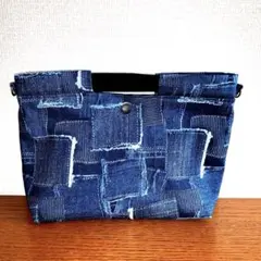 バッグインバッグ　デニム柄　ハンドメイド