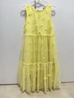 H&M イエローチュールドレス 花飾り付き
