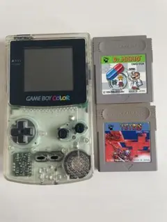 ゲームボーイカラー　クリア　CGB-001 テトリス、Dr.マリオカセット付き