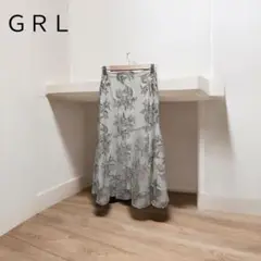 GRL 花柄刺繍 フレアロングスカート