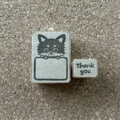 犬枠とthank you 消しゴムはんこ