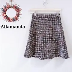 アラマンダ◇ラメツイードスカート フレア ミックスカラー ミニ 量産 38