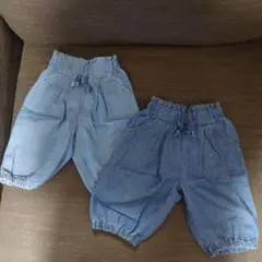 デニムブルー バルーンパンツ　９０サイズ　2着セット　双子
