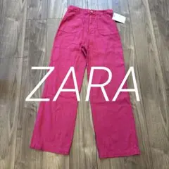 新品　ZARA ザラ　リネンブレンドストレートパンツ　キッズ　164 レディース