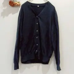 ★無印良品★むじるし 長袖カーディガン【L】綿100% ストレッチ 黒