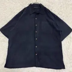 【シルク100%◦2XL✨】バラクータ 半袖 開襟 シャツ 黒