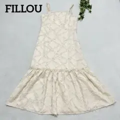 FILLOU 大きいサイズ ジャガード裾フレアキャミワンピース XL 裏地付き