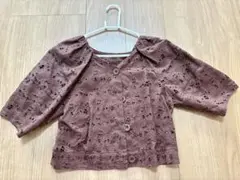 mysty woman ブラウン刺繍半袖シャツ
