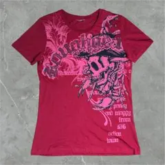 B系 英字 Y2K Tシャツ 派手 SK8 スカル スネーク リーフ