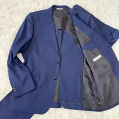 【極備品】レノマオム XL ストレッチ スーツ ストライプ ビジネス ネイビー