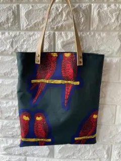 アフリカン布　小さいトート　鳥　サブバック