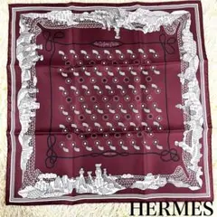 ✨新品未使用✨HERMES スカーフ カレ シルク100 ななつ星in九州 小豆