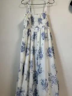 フラワープリント キャミドレス フリルヘム レディース用