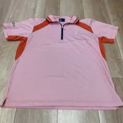 早い者勝ち　美品　ツアーゴルフ　ハーフジップ　半袖　赤　M