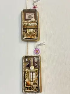 ミニチュアインテリアアート2連壁掛け　Ｅ